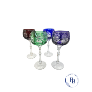 verre de couleur en cristal taillé, verre ancien de couleur, verre à vin ou a eau, art de la table, une belle table, pam aux puces de paris, cristal de l'est de la France